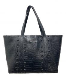 JIMMY CHOO（ジミーチュウ）の古着「スタッズ型押しレザートートバッグ」｜ブラック