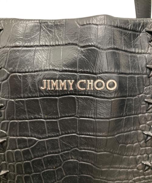 JIMMY CHOO（ジミーチュウ）JIMMY CHOO (ジミーチュウ) スタッズ型押しレザートートバッグ ブラックの古着・服飾アイテム