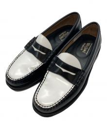 G.H.BASS&CO.（ジー・エイチ・バス）の古着「LARSON MOC PENNY LOAFER/ラーソン ペニーローファー」｜ブラック×ホワイト