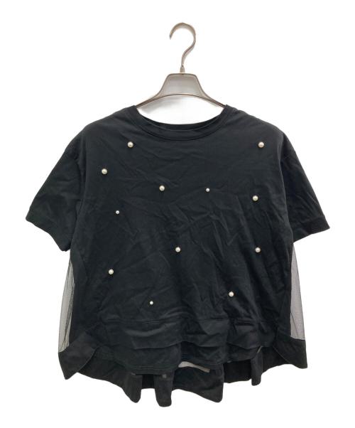 PICCIN PERLA（ピッチン）PICCIN PERLA (ピッチン) パール付きバックチュールプルオーバー ブラック サイズ:Mの古着・服飾アイテム