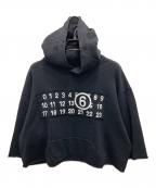 MM6 Maison Margielaエムエムシックスメゾンマルジェラ）の古着「ロゴフーデッドパーカー」｜ブラック