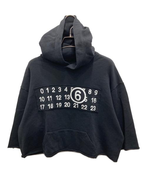 MM6 Maison Margiela（エムエムシックスメゾンマルジェラ）MM6 Maison Margiela (エムエムシックスメゾンマルジェラ) ロゴフーデッドパーカー ブラック サイズ:12の古着・服飾アイテム