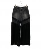 PRANK PROJECTプランクプロジェクト）の古着「Denim Lace Blocking Pants/デニムレースブロッキングパンツ」｜グレー