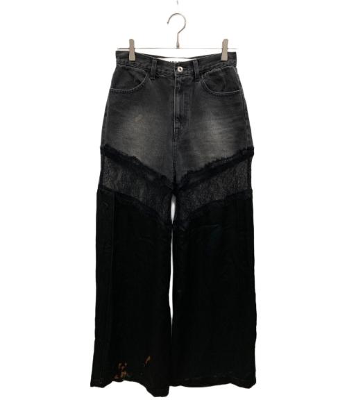 PRANK PROJECT（プランクプロジェクト）PRANK PROJECT (プランクプロジェクト) Denim Lace Blocking Pants/デニムレースブロッキングパンツ グレー サイズ:38の古着・服飾アイテム