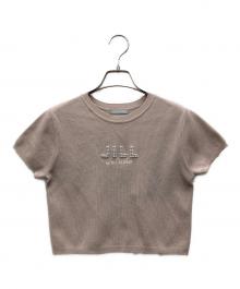 JILL BY JILLSTUART（ジル バイ ジルスチュアート）の古着「パールロゴコンパクトニット」｜ピンク