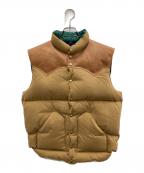 RockyMountainFeatherBed×WAREHOUSEロッキーマウンテンフェザーベッド×ウエアハウス）の古着「ドビーツイル ダウンベスト」｜ブラウン