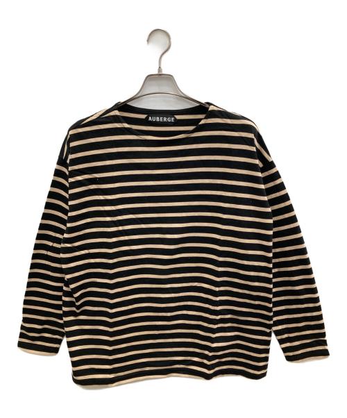 AUBERGE（オーベルジュ）AUBERGE (オーベルジュ) ボーダーカットソー ブラック×ベージュ サイズ:44の古着・服飾アイテム
