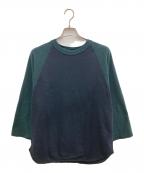 BLURHMSブラームス）の古着「Co/Silk Nep Baseball Raglan Tee」｜ブラック×グリーン