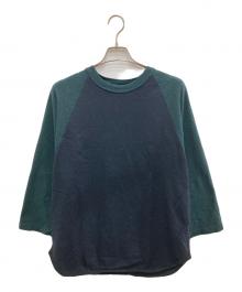BLURHMS（ブラームス）の古着「Co/Silk Nep Baseball Raglan Tee」｜ブラック×グリーン