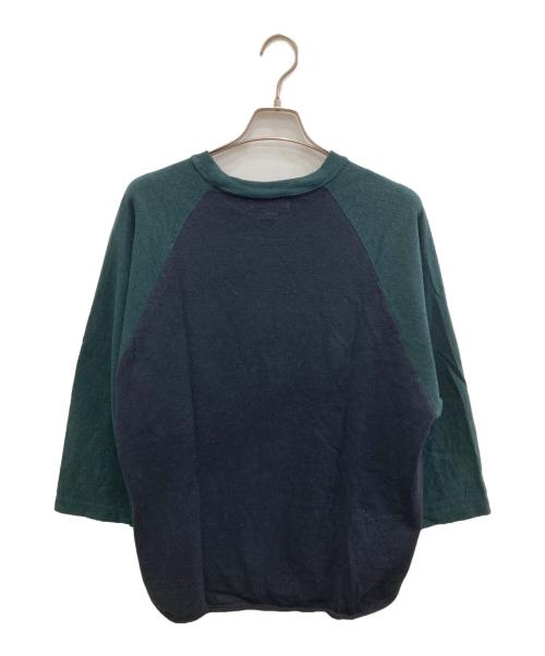 BLURHMS（ブラームス）blurhms (ブラームス) Co/Silk Nep Baseball Raglan Tee ブラック×グリーン サイズ:Mの古着・服飾アイテム