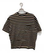 AUBERGEオーベルジュ）の古着「ボーダーポケットTシャツ」｜ブラック×ベージュ