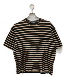 AUBERGE（オーベルジュ）の古着「ボーダーポケットTシャツ」｜ブラック×ベージュ