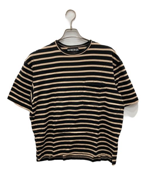 AUBERGE（オーベルジュ）AUBERGE (オーベルジュ) ボーダーポケットTシャツ ブラック×ベージュ サイズ:44の古着・服飾アイテム
