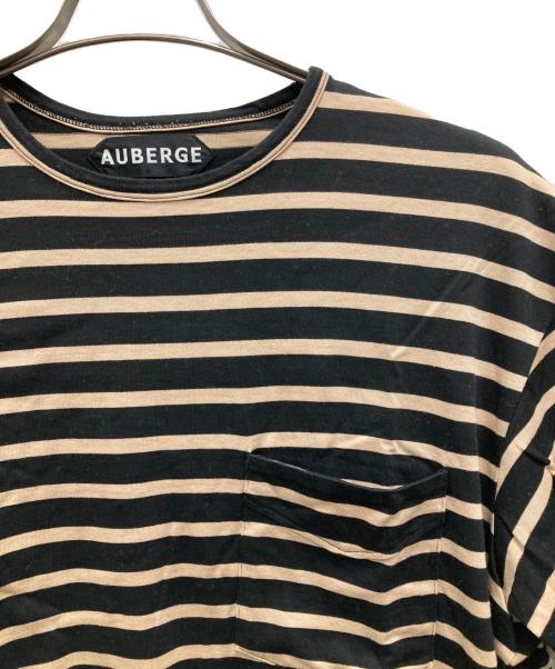 AUBERGE（オーベルジュ）AUBERGE (オーベルジュ) ボーダーポケットTシャツ ブラック×ベージュ サイズ:44の古着・服飾アイテム