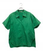 AURALEEオーラリー）の古着「HIGH DENSITY FINX LINEN WEATHER HALF SLEEVED SHIRT」｜グリーン