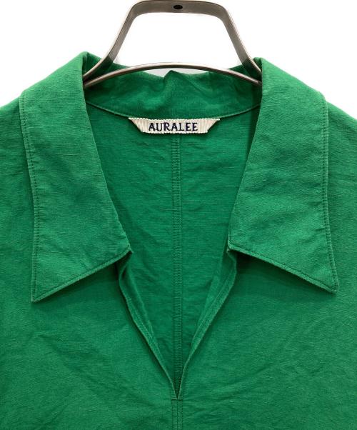 AURALEE（オーラリー）AURALEE (オーラリー) HIGH DENSITY FINX LINEN WEATHER HALF SLEEVED SHIRT グリーンの古着・服飾アイテム