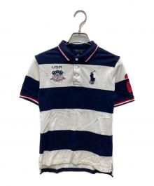 POLO RALPH LAUREN（ポロ・ラルフローレン）の古着「ポニーポロシャツ」｜ホワイト×ネイビー