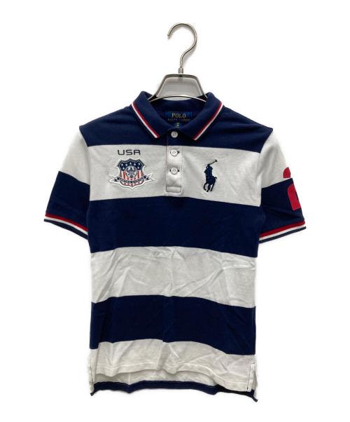 POLO RALPH LAUREN（ポロ・ラルフローレン）POLO RALPH LAUREN (ポロ・ラルフローレン) ポニーポロシャツ ホワイト×ネイビー サイズ:Sの古着・服飾アイテム