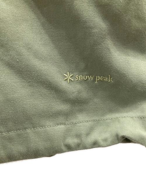 Snow peak（スノーピーク）snow peak (スノーピーク) TAKIBI Herringbone Collarless Jacket/タキビ　ヘリンボーン　カラーレス　ジャケット グリーン サイズ:Lの古着・服飾アイテム