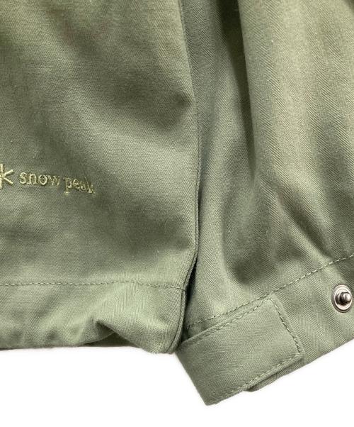 Snow peak（スノーピーク）snow peak (スノーピーク) TAKIBI Herringbone Collarless Jacket/タキビ　ヘリンボーン　カラーレス　ジャケット グリーン サイズ:Lの古着・服飾アイテム