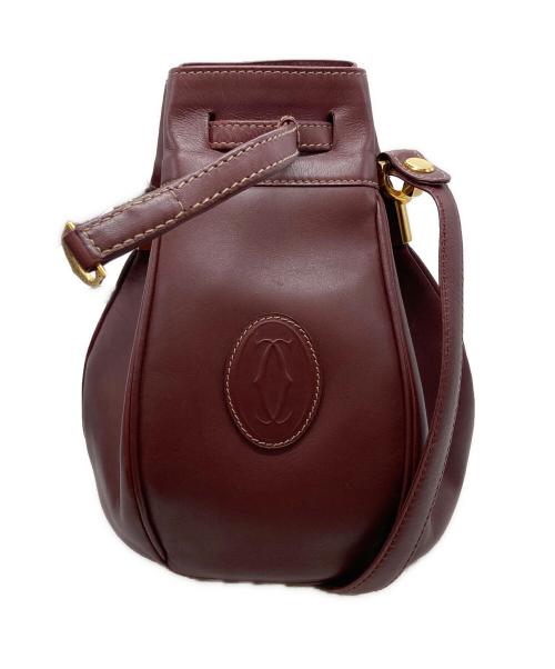 Cartier（カルティエ）Cartier (カルティエ) ヴィンテージ巾着ショルダーバッグ ボルドーの古着・服飾アイテム