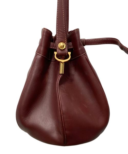 Cartier（カルティエ）Cartier (カルティエ) ヴィンテージ巾着ショルダーバッグ ボルドーの古着・服飾アイテム