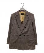 TOMORROW LAND collectionトゥモローランドコレクション）の古着「ブラウニーグレンチェック ダブルブレストジャケット」｜ベージュ
