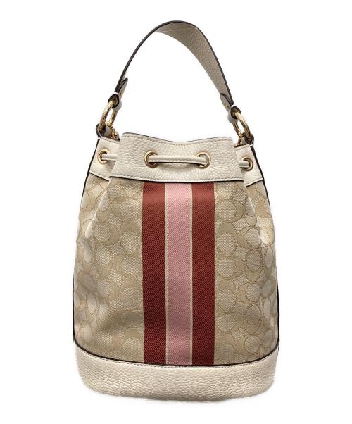 COACH（コーチ）COACH (コーチ) Dempsey Drawstring Bucket Bag ベージュの古着・服飾アイテム