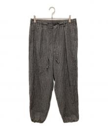 JOURNAL STANDARD（ジャーナルスタンダード）の古着「リネン ポリ ストライプ オーバー パンツ」｜グレー