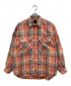 DAIWA PIER39ダイワ ピア39）の古着「TECH ELBOW PATCH WORK SHIRTS FLANNEL」｜オレンジ