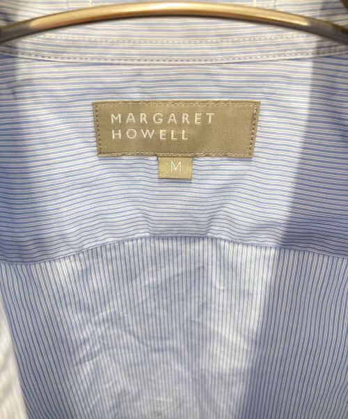 MARGARET HOWELL（マーガレットハウエル）MARGARET HOWELL (マーガレットハウエル) 半袖ストライプシャツ スカイブルー サイズ:Mの古着・服飾アイテム