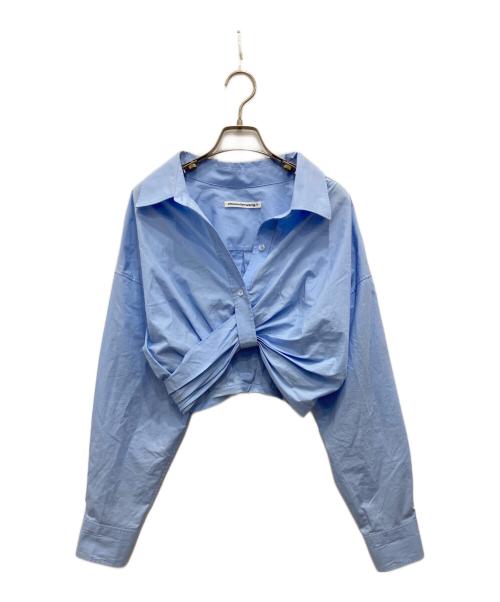 ALEXANDER WANG（アレキサンダー・ワン）ALEXANDER WANG (アレキサンダー・ワン) コットンツイストフロントクロップドシャツ スカイブルーの古着・服飾アイテム