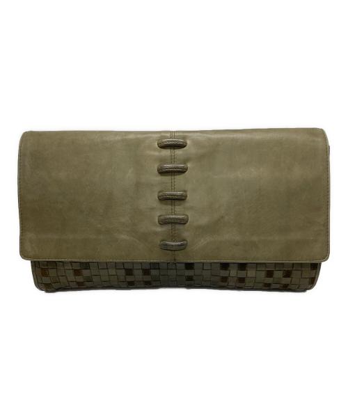 BOTTEGA VENETA（ボッテガベネタ）BOTTEGA VENETA (ボッテガベネタ) オールドイントレチャート レザークラッチバッグ オリーブの古着・服飾アイテム