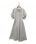 Her lip to（ハーリップトゥ）の古着「Volume Sleeve Stripe Dress」｜ホワイト×グレー