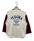 WAREHOUSEウエアハウス）の古着「7分袖ベースボールTシャツ」｜ホワイト×ボルドー
