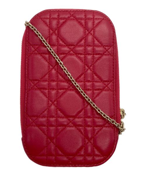 Christian Dior（クリスチャン ディオール）Christian Dior (クリスチャン ディオール) フォンホルダー/ショルダーポーチ レッドの古着・服飾アイテム
