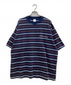 plllllleeeasseプリーズ）の古着「multi stripe short sleeve tee/マルチ ストライプ ショート スリーブ ティー」｜ネイビー