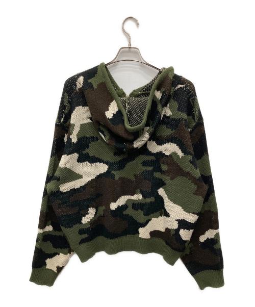 BLESS U（ブレスユー）BLESS U (ブレスユー) BU CAMOUFLAGE PATTERN KNIT HOODIE グリーン サイズ:Lの古着・服飾アイテム