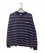 plllllleeeasseプリーズ）の古着「multi stripe long sleeve pocket tee」｜ネイビー×ブラウン
