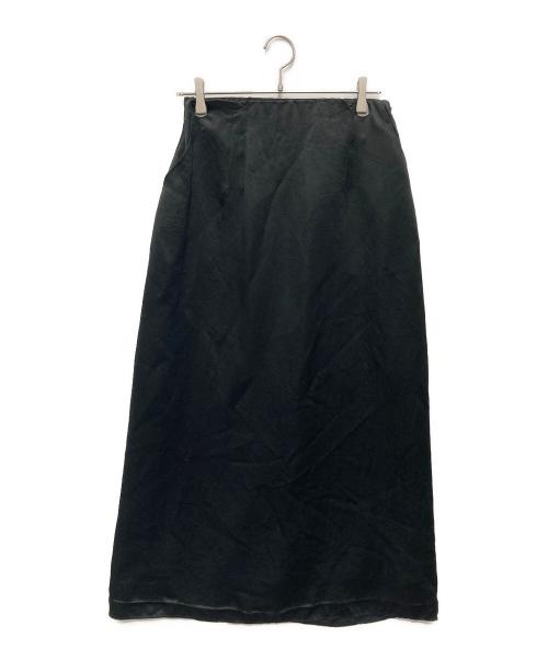 MANOF（マノフ）MANOF (マノフ) SATIN MAXI SKIRT ブラック サイズ:Mの古着・服飾アイテム