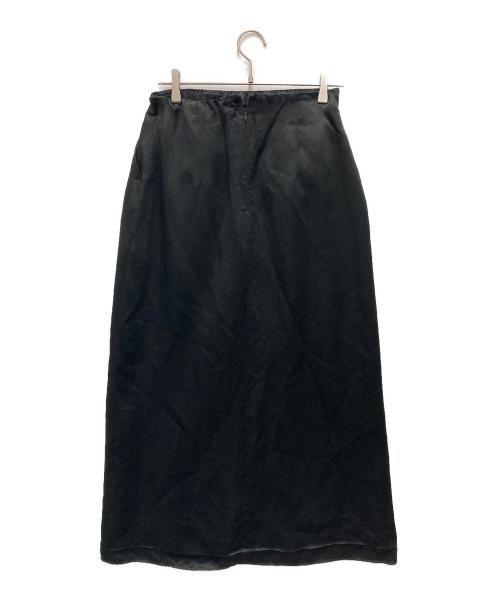 MANOF（マノフ）MANOF (マノフ) SATIN MAXI SKIRT ブラック サイズ:Mの古着・服飾アイテム