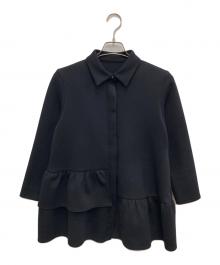 NOLLEY'S（ノーリーズ）の古着「エアボールアシメペプラムオーバーシャツ」｜ネイビー