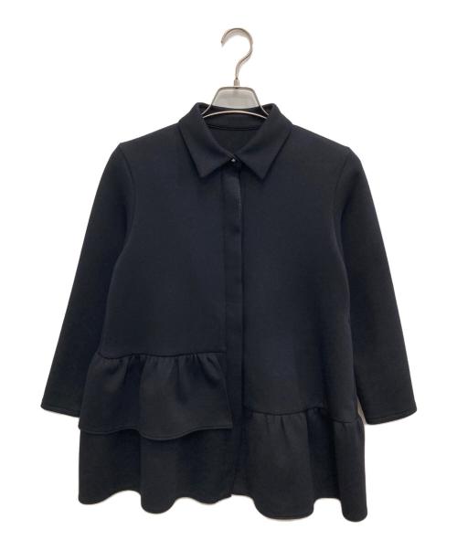 NOLLEY'S（ノーリーズ）NOLLEY'S (ノーリーズ) エアボールアシメペプラムオーバーシャツ ネイビー サイズ:FREEの古着・服飾アイテム
