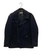 Schott×stussyショット×ステューシー）の古着「メルトンダブルライダースジャケット」｜ネイビー