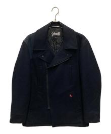 Schott×stussy（ショット×ステューシー）の古着「メルトンダブルライダースジャケット」｜ネイビー