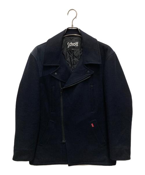 Schott（ショット）Schott (ショット) stussy (ステューシー) メルトンダブルライダースジャケット ネイビー サイズ:XLの古着・服飾アイテム