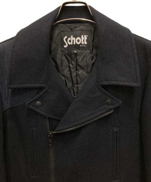 Schott（ショット）Schott (ショット) stussy (ステューシー) メルトンダブルライダースジャケット ネイビー サイズ:XLの古着・服飾アイテム