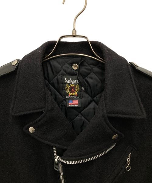 Schott（ショット）Schott (ショット) ワンスター メルトンレザーダブルライダースジャケット ブラック サイズ:42の古着・服飾アイテム