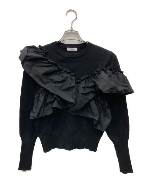 STYLE MIXER（スタイルミキサー）STYLE MIXER (スタイルミキサー) アシンメトリーフリルニットトップ ブラック サイズ:FREEの古着・服飾アイテム