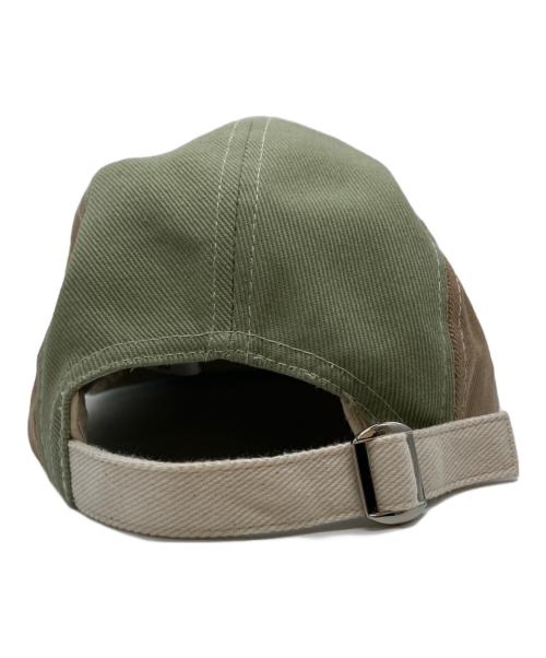 CAFE KITSUNE（カフェ キツネ）cafe kitsune (カフェ キツネ) Colorblock 5p Cap/カラーブロック ファイブパネル キャップ ベージュ×カーキの古着・服飾アイテム